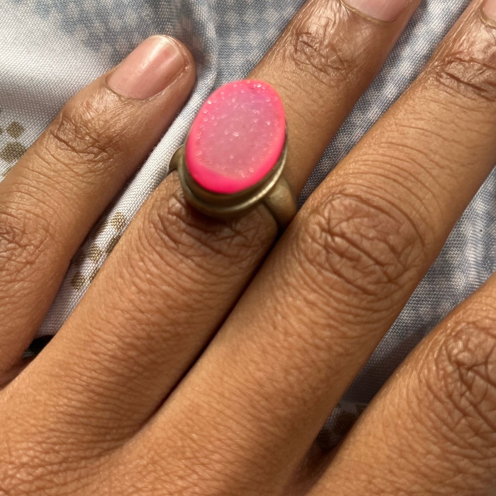 Pink crystal stone ring